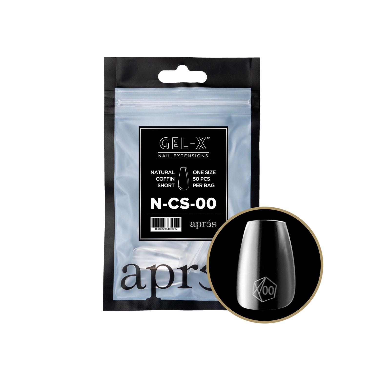 Apres Gel-X Individual Tips Natural Coffin Short 50PK NCS00