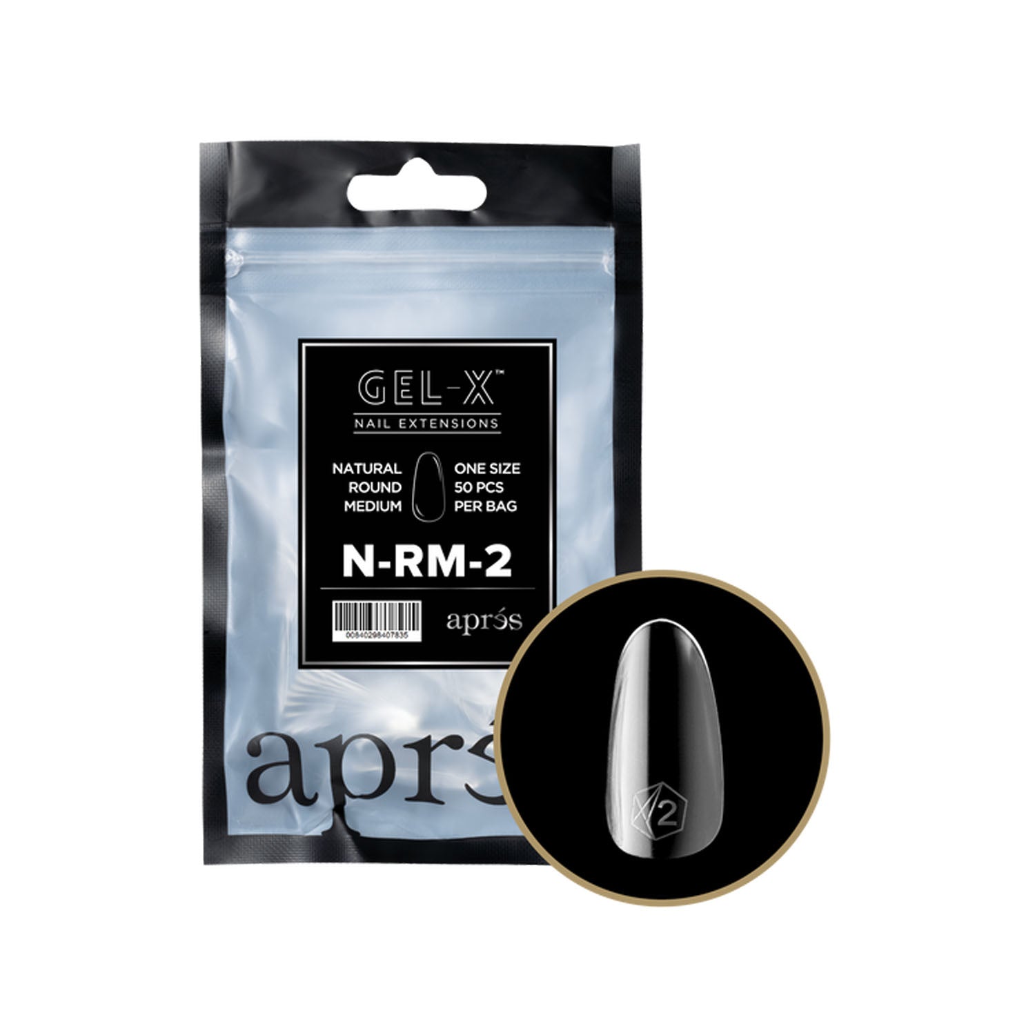 Apres Gel-X Individual Tips Natural Round Medium 50PK NRM2