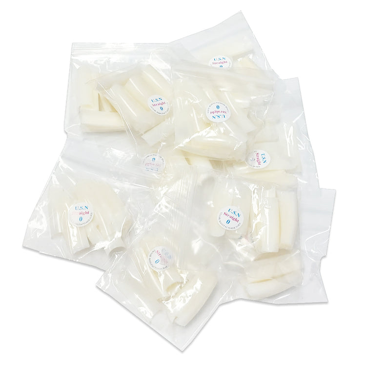 USN Straight Coffin Clear Tips #0 Bag Of 500 Tips