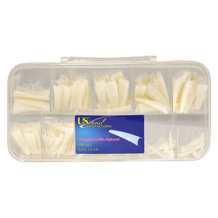 USN Straight Coffin Natural Size 0-10 In Box 540 Tips 00405